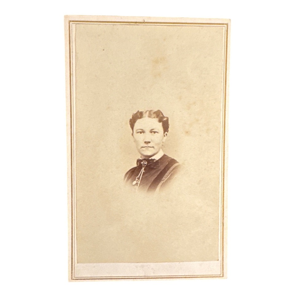 Antique 1860s CDV Photograph Victorian Woman Portrait Civil War Era Ephemera